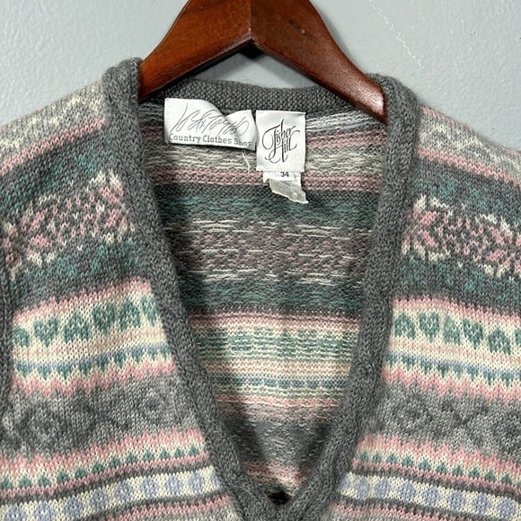 Vintage Lord & Taylor Fisher Hill Wool Long Knit Vest Sweater size 34-4 - Picture 4 of 14